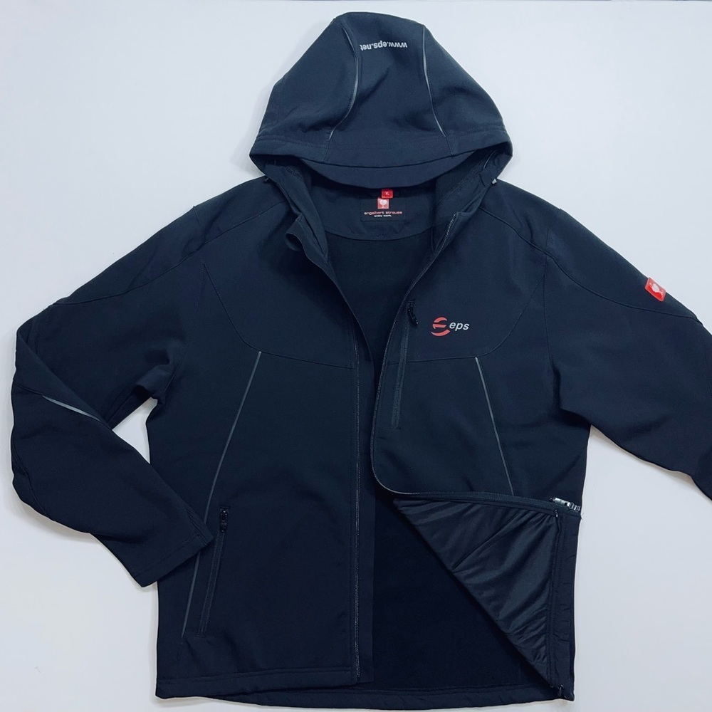Engelbert Strauss Softshell Work Jacket Mens XL Hooded Fleece Lined Black German